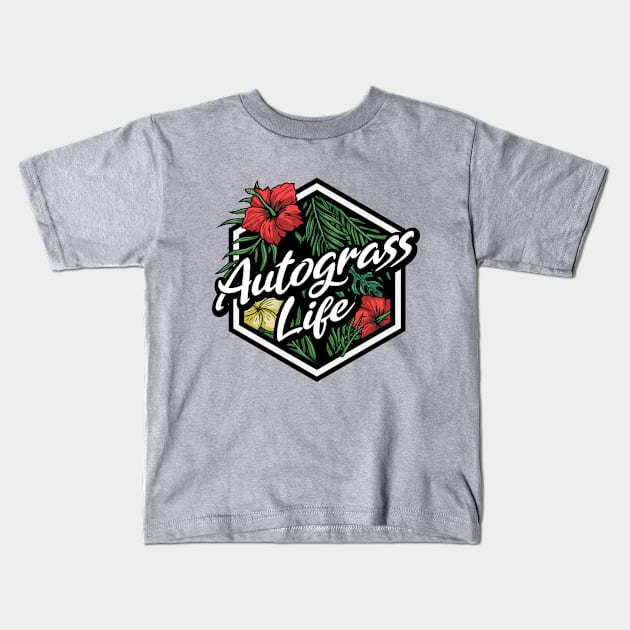 Floral Badge Autograss Life Kids T-Shirt by walaodesigns